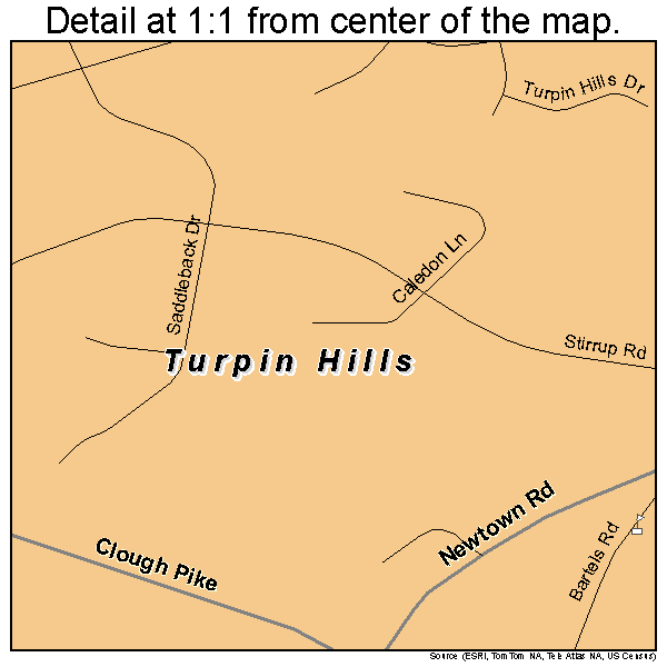 Turpin Hills, Ohio road map detail
