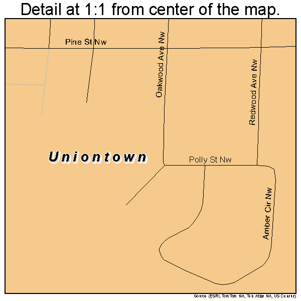 Uniontown, Ohio road map detail