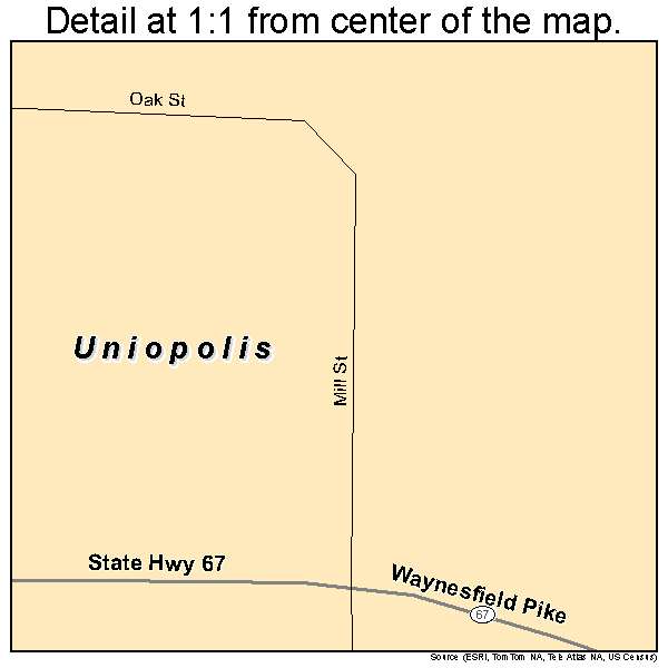 Uniopolis, Ohio road map detail