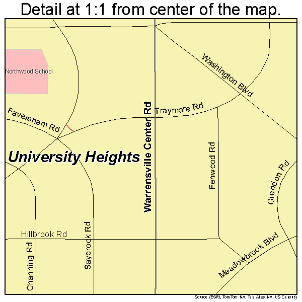 University Heights, Ohio road map detail