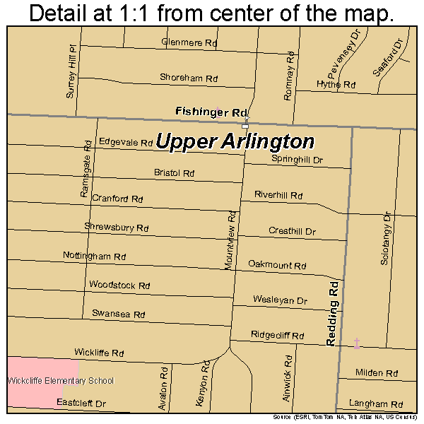 Upper Arlington, Ohio road map detail