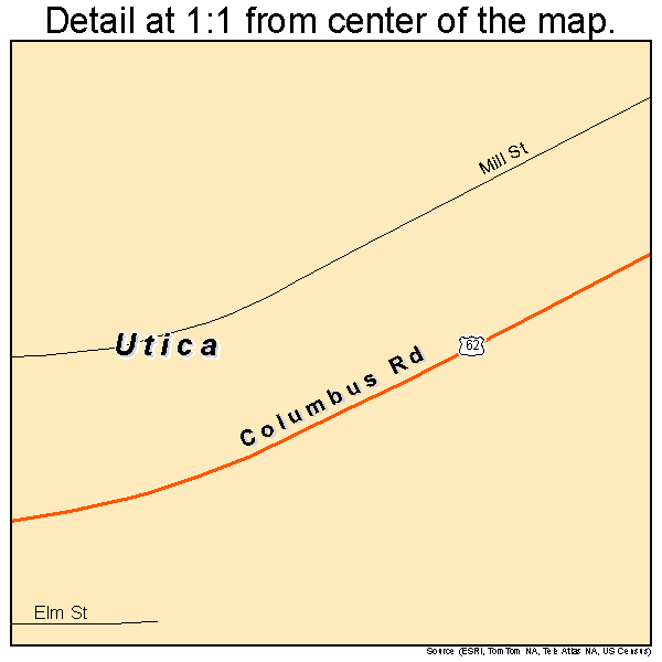 Utica, Ohio road map detail