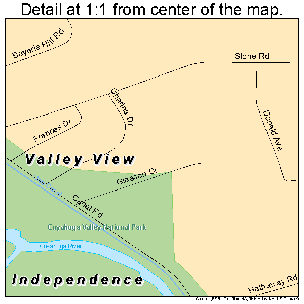 Valley View, Ohio road map detail