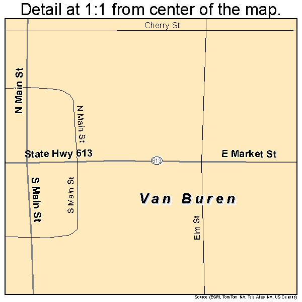 Van Buren, Ohio road map detail