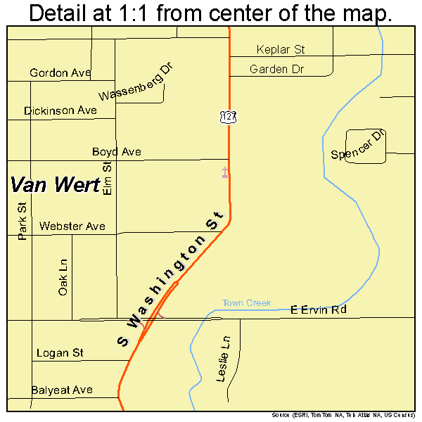 Van Wert, Ohio road map detail