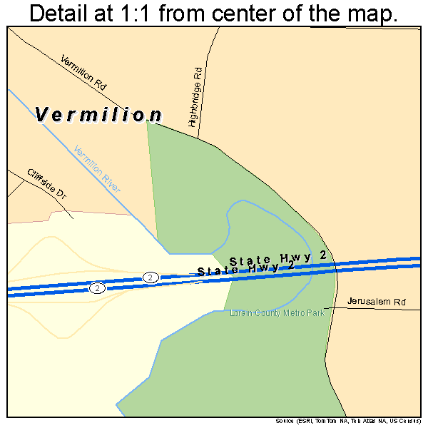 Vermilion, Ohio road map detail
