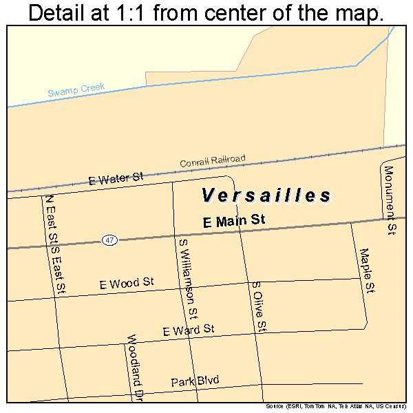 Versailles, Ohio road map detail