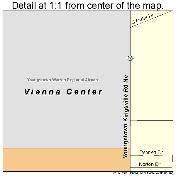 Vienna Center, Ohio road map detail