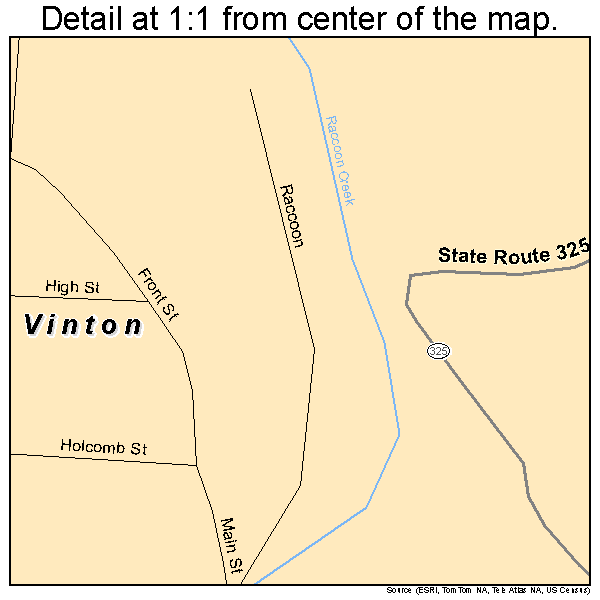 Vinton, Ohio road map detail