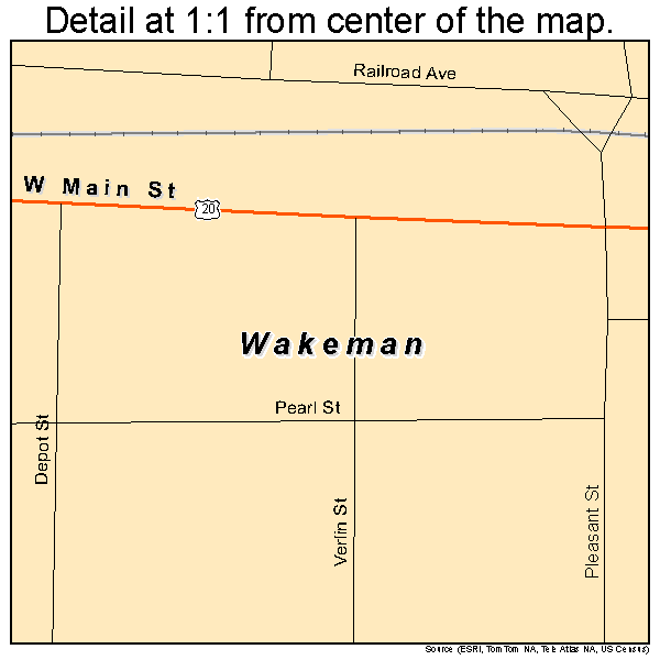 Wakeman, Ohio road map detail