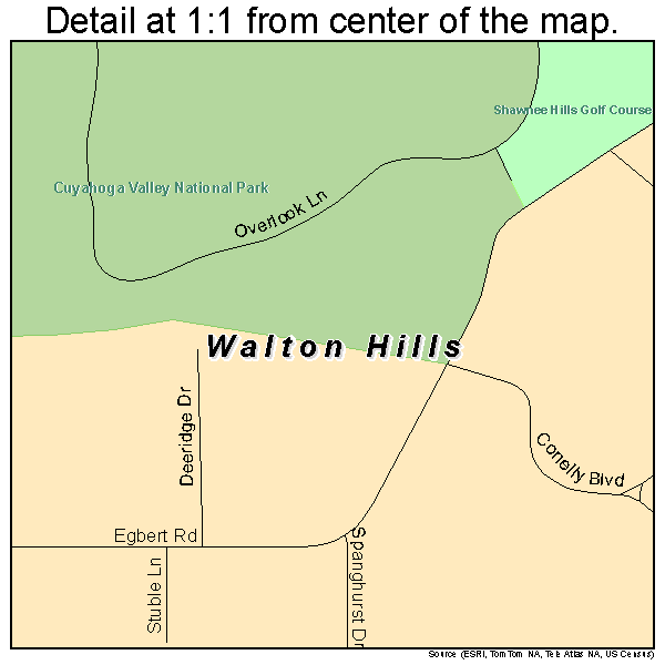 Walton Hills, Ohio road map detail