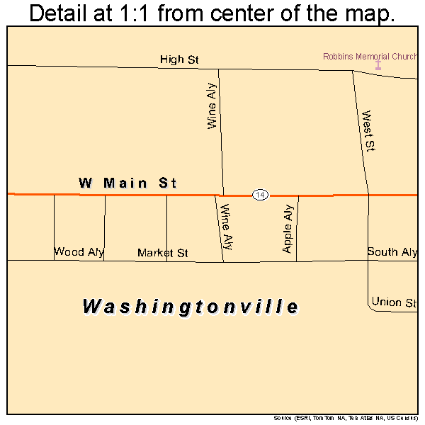 Washingtonville, Ohio road map detail