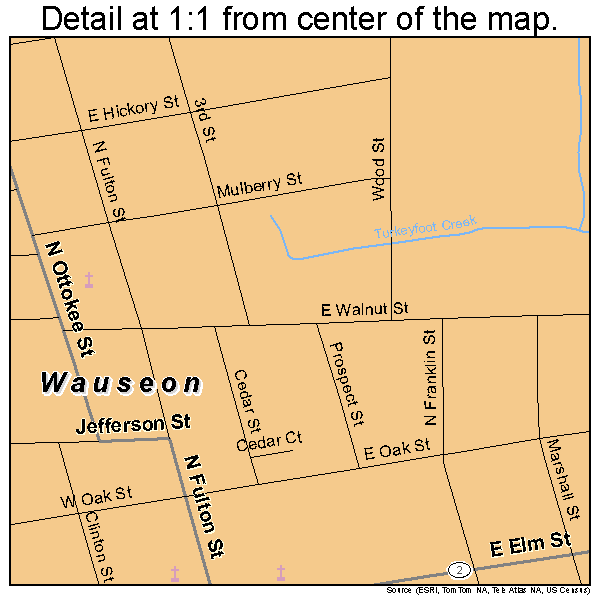 Wauseon, Ohio road map detail