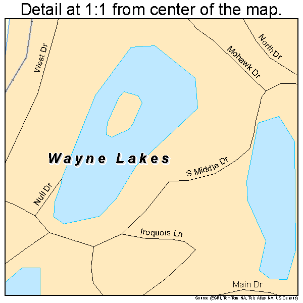 Wayne Lakes, Ohio road map detail