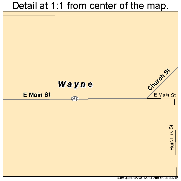 Wayne, Ohio road map detail