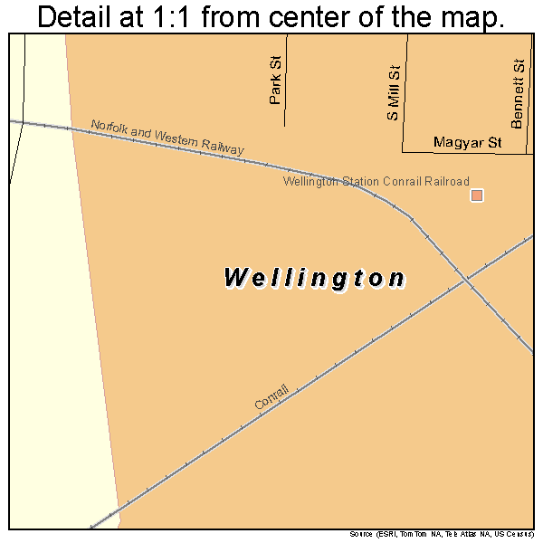 Wellington, Ohio road map detail