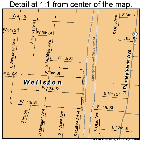 Wellston, Ohio road map detail