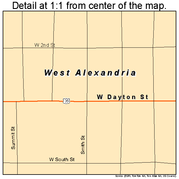 West Alexandria, Ohio road map detail