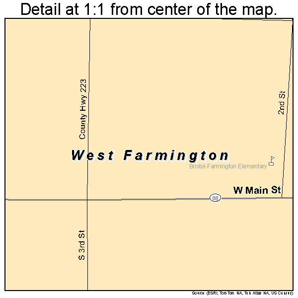 West Farmington, Ohio road map detail