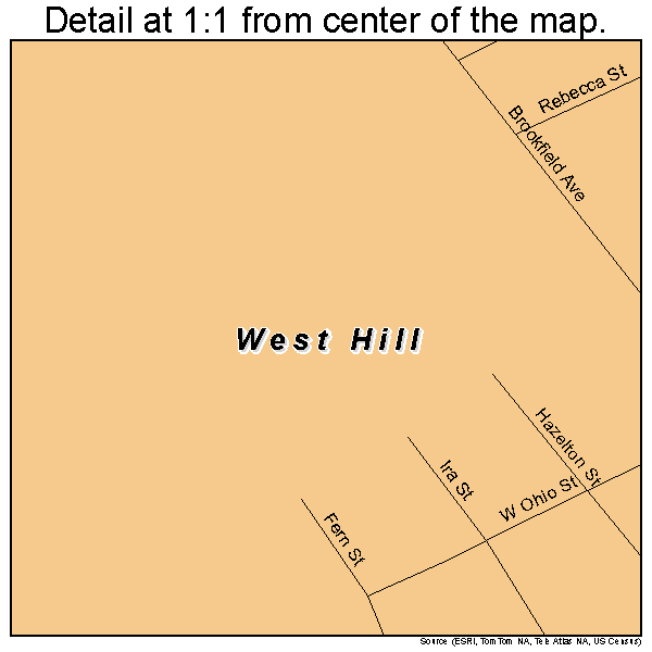 West Hill, Ohio road map detail