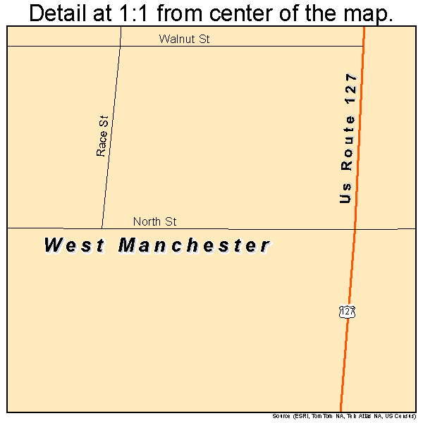 West Manchester, Ohio road map detail