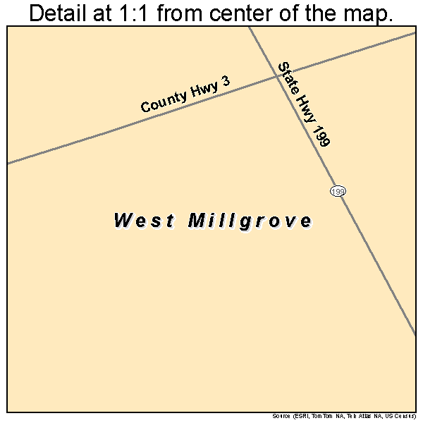 West Millgrove, Ohio road map detail