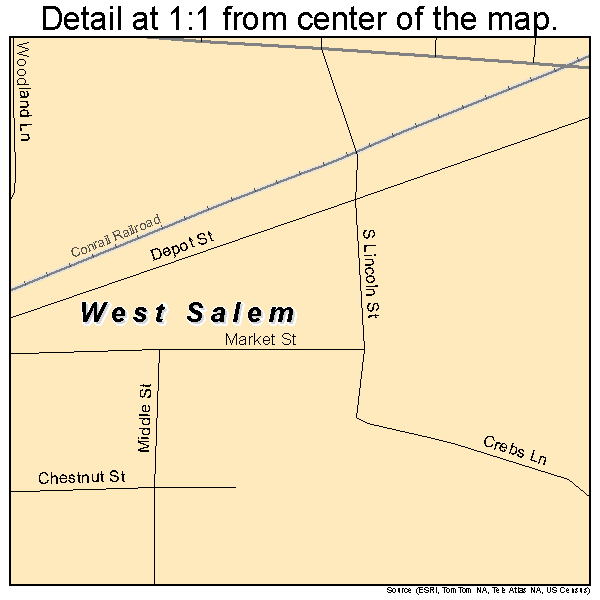 West Salem, Ohio road map detail