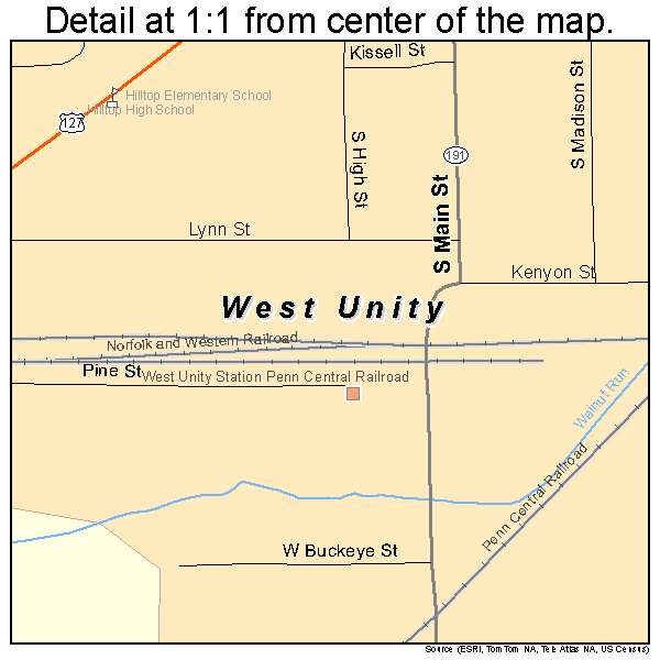 West Unity, Ohio road map detail