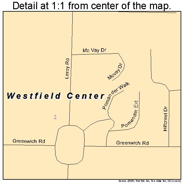 Westfield Center, Ohio road map detail