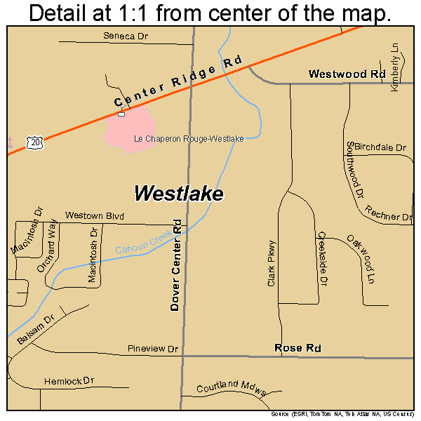 Westlake, Ohio road map detail