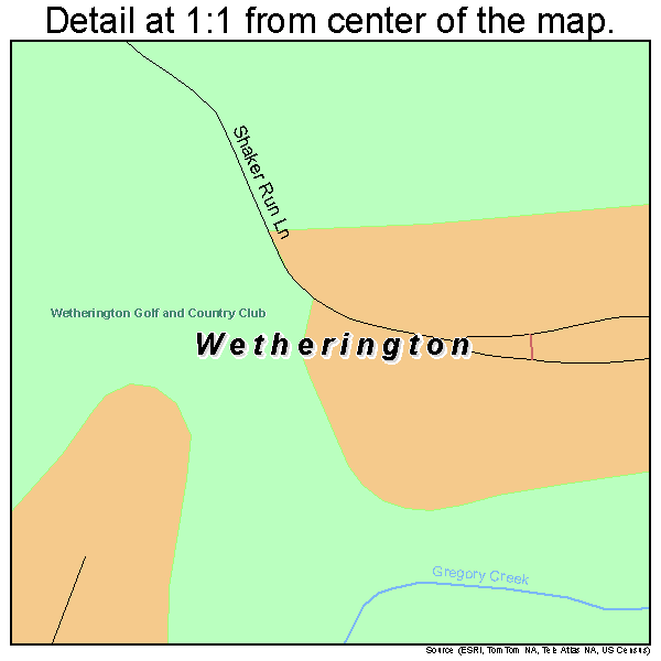 Wetherington, Ohio road map detail