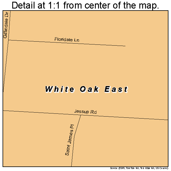 White Oak East, Ohio road map detail