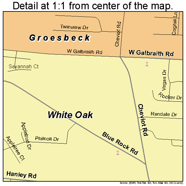 White Oak, Ohio road map detail