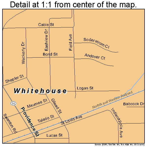 Whitehouse, Ohio road map detail