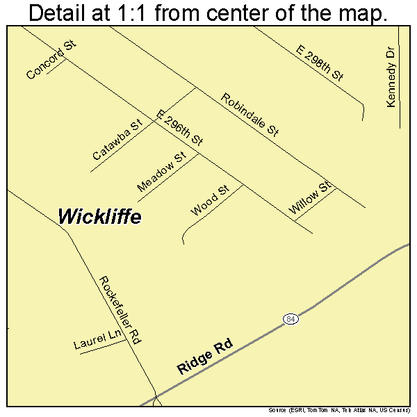 Wickliffe, Ohio road map detail