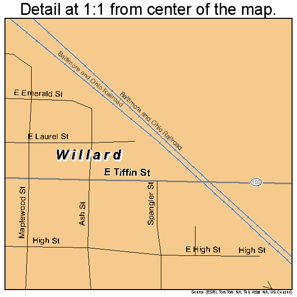 Willard, Ohio road map detail