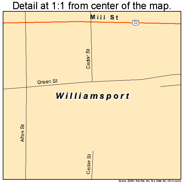 Williamsport, Ohio road map detail