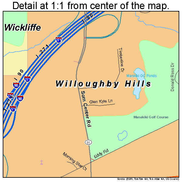 Willoughby Hills, Ohio road map detail