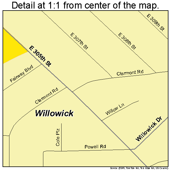 Willowick, Ohio road map detail