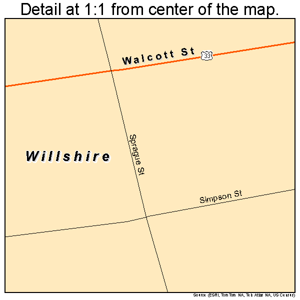 Willshire, Ohio road map detail