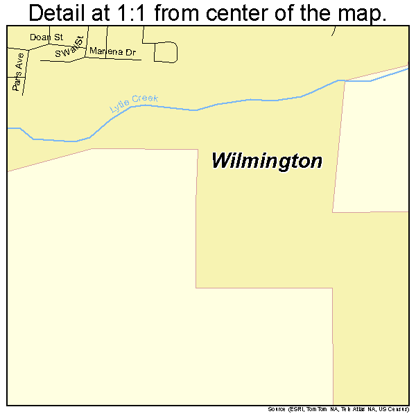 Wilmington, Ohio road map detail