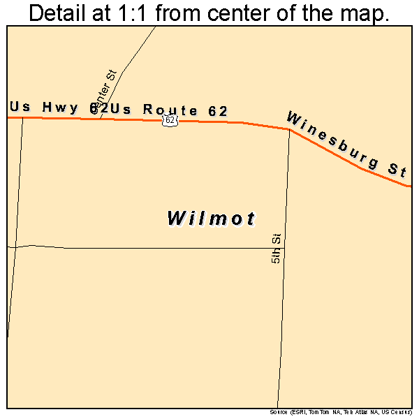 Wilmot, Ohio road map detail