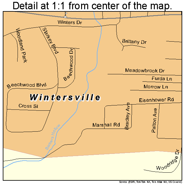 Wintersville, Ohio road map detail