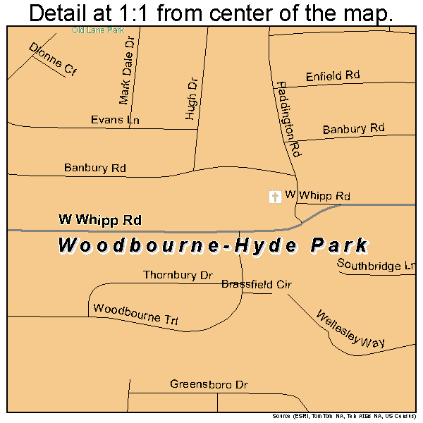 Woodbourne-Hyde Park, Ohio road map detail