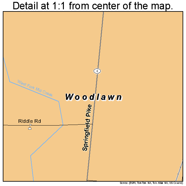 Woodlawn, Ohio road map detail