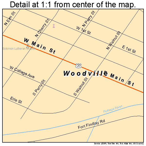 Woodville, Ohio road map detail