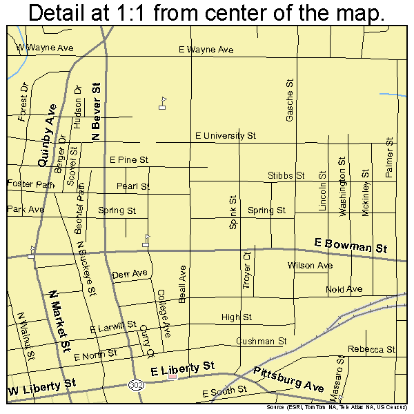 Wooster, Ohio road map detail