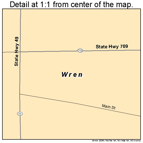 Wren, Ohio road map detail