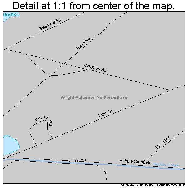 Wright-Patterson AFB, Ohio road map detail