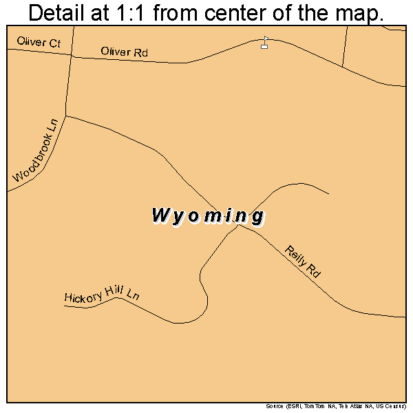 Wyoming, Ohio road map detail